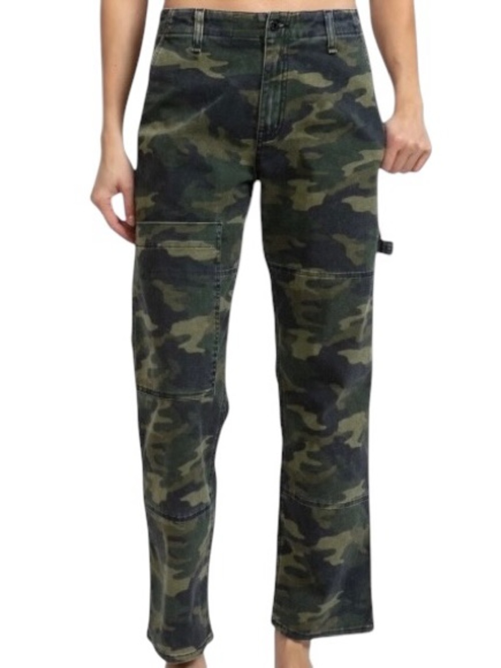ASKK NY Carpenter Camo High-Rise Wide-Leg Ankle Utility Pants